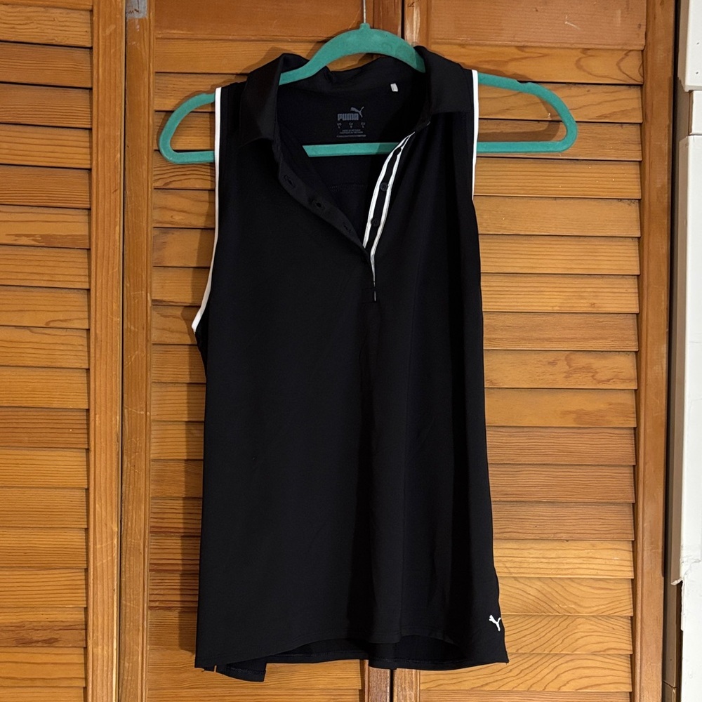 Women’s Puma Black Athletic Tank Top with White Trim